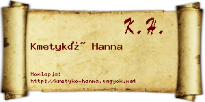 Kmetykó Hanna névjegykártya